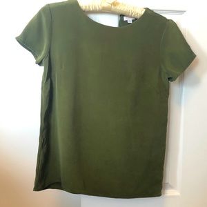 Green satin blouse